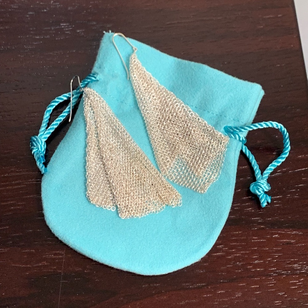 Tiffany Elsa Peretti Silver Mesh Earrings